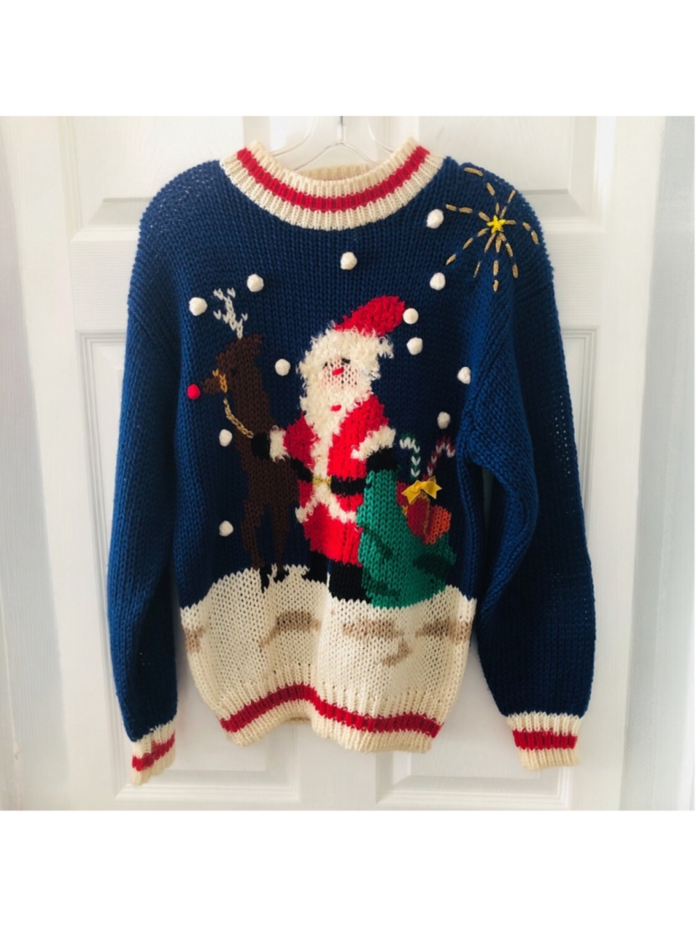 Size M Vintage Christmas Sweater Heidi Knitted By Hand Novelty Kitsch Retro 90’s